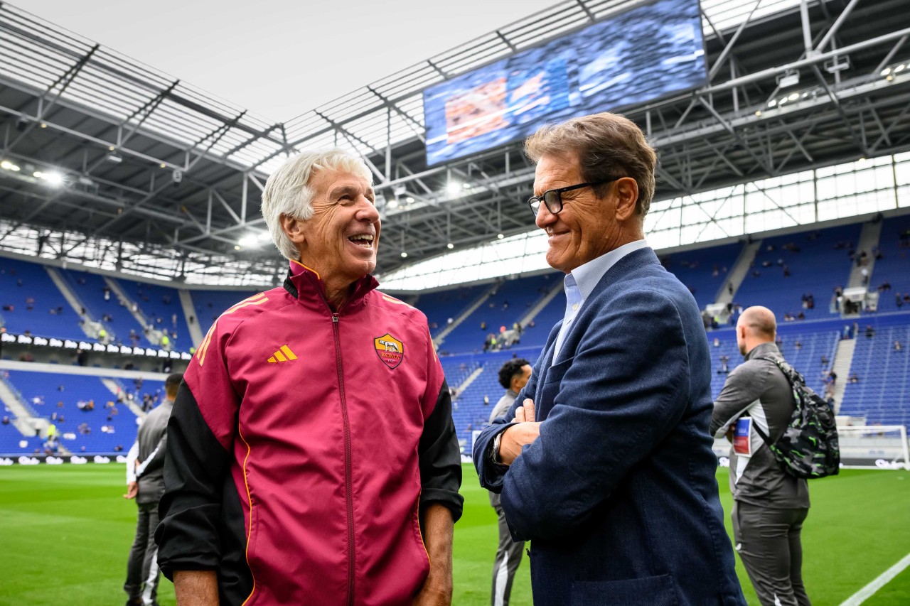 Gasperini con Fabio Capello prima di Everton Roma. Fonte Foto: As Roma Images su X