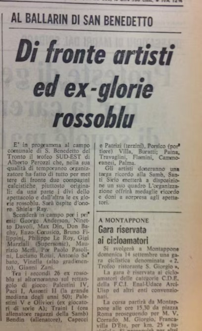 L'articolo che parla della sfida di San Benedetto del Tronto, dove Pasolini scese in campo l'ultima volta
