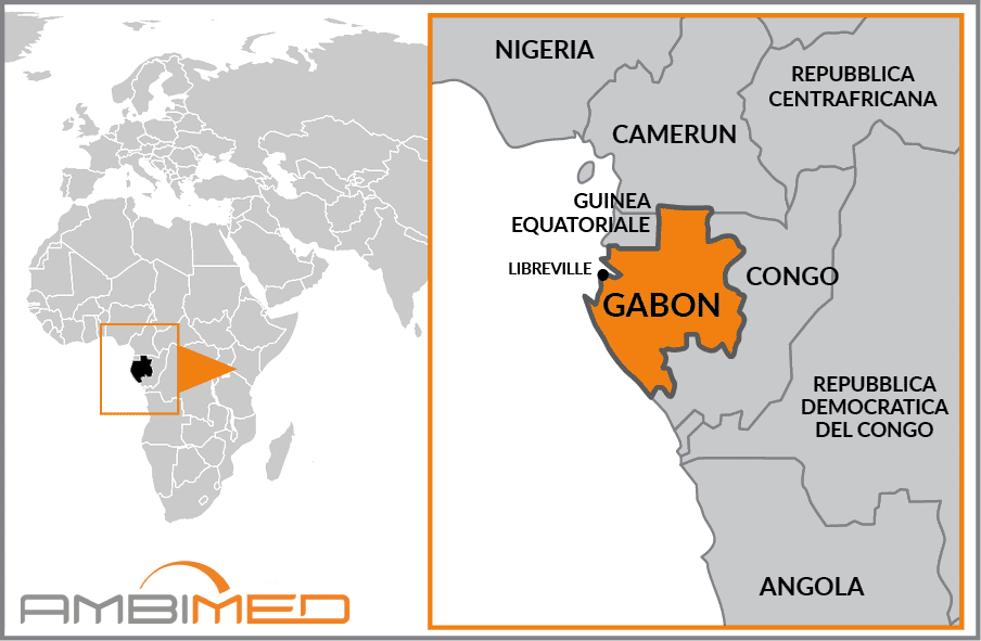 La posizione del Gabon, in Africa centrale