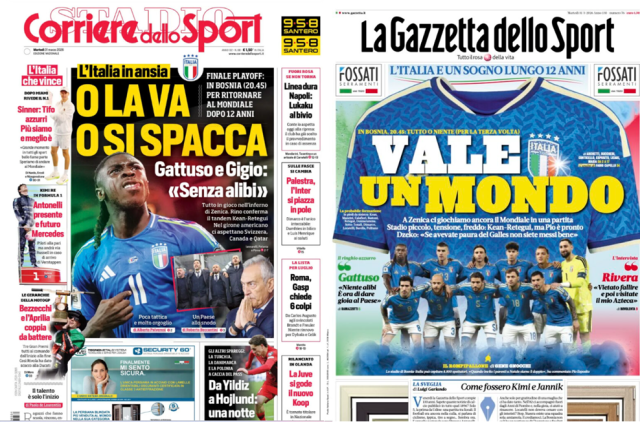 Qui invece i titoli il giorno della partita Bosnia Italia