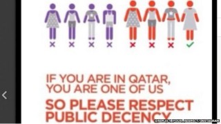 Infografica diffusa dal Qatar con indicazioni sull'abbigliamento delle donne