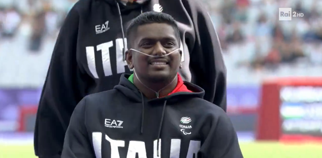 Rigivan Ganeshamoorthy al momento della premiazione. Fonte Foto: Rai