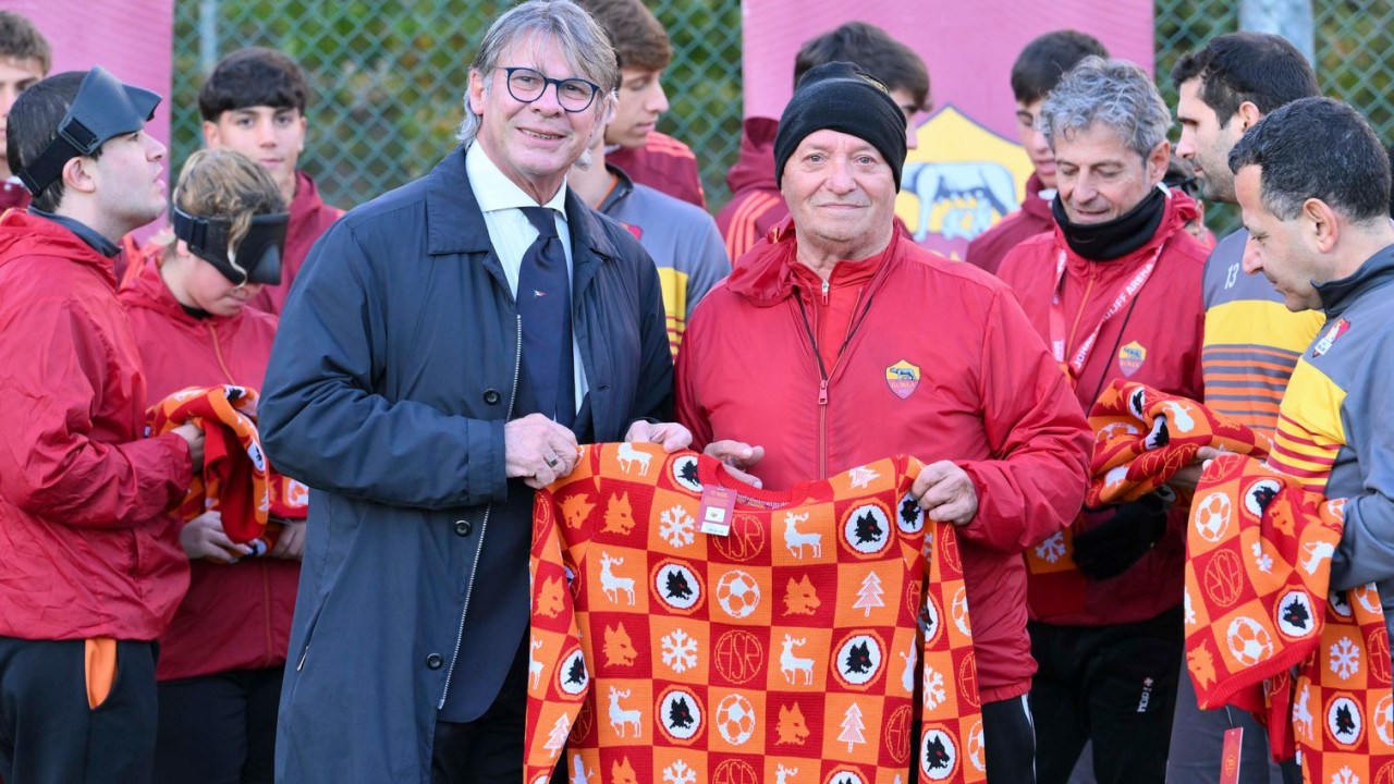 Sebino Nela con Sauro Cimarelli, della Roma Blind Football